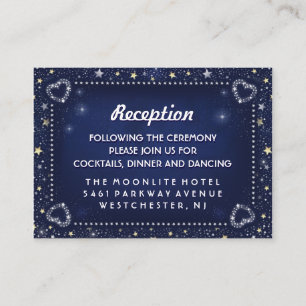 Blue Gold & White Stars Matching Wedding Reception Enclosure Card