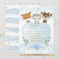 Blue Gold Woodland Sweetheart Virtual Baby Shower