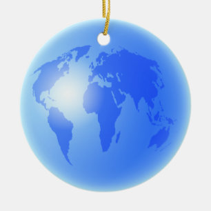 Blue & Gold World Globe Ceramic Tree Decoration