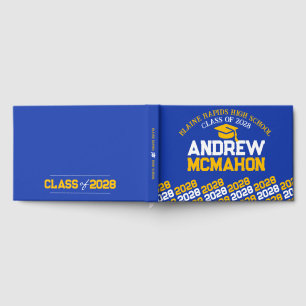 Blue & Gold Yellow Graduation Personalised Guest Book