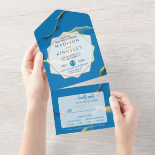 Blue Golden Abstract All In One Invitation