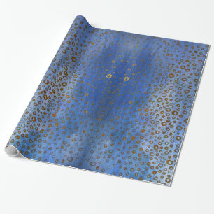 Blue Golden Circles Wrapping Paper