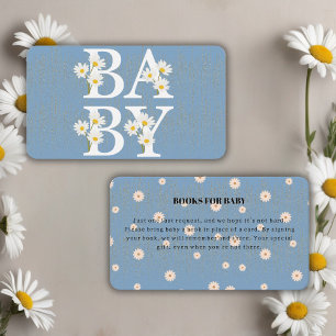 Blue Golden Daisy Glitter Glow Baby Shower Enclosure Card