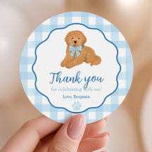 Blue Golden Doodle Puppy Pawty Birthday Favor