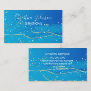 Blue Golden Glitter Sparkle Makeup Artist  Business Card