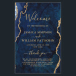 Blue Golden Marble Agate Wedding Ceremony Program<br><div class="desc">For further customisation,  please click the "customise further" link and use our design tool to modify this template. If you prefer Thicker papers / Matte Finish,  you may consider to choose the Matte Paper Type. 
 If you need help or matching items,  please contact me.</div>