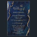 Blue Golden Marble Agate Wedding Ceremony Program<br><div class="desc">For further customisation,  please click the "customise further" link and use our design tool to modify this template. If you prefer Thicker papers / Matte Finish,  you may consider to choose the Matte Paper Type. 
 If you need help or matching items,  please contact me.</div>