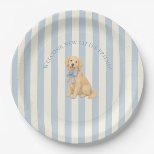 Blue Golden Retriever Baby Shower Paper Plate