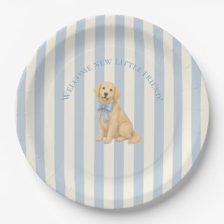 Blue Golden Retriever Baby Shower Paper Plate