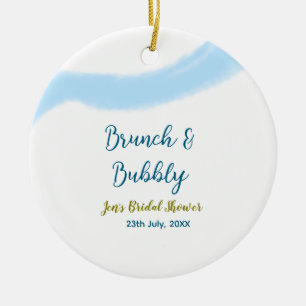 Blue golden watercolor bubbly and brunch bridal sh ceramic tree decoration