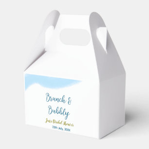 Blue golden watercolor bubbly and brunch bridal sh favour box