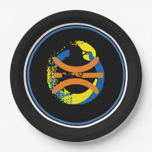 Blue/Golden Yellow/Black Basketball 9" Plates
