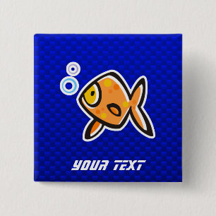 Blue Goldfish 15 Cm Square Badge