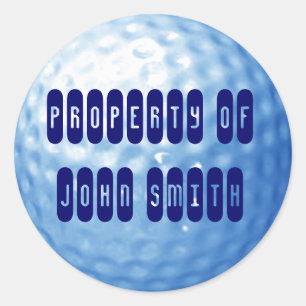 Blue Golf Ball Property of Name Stickers