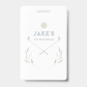 Blue Golf Birthday Party Paper Plates ID Badge