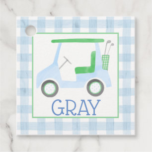 Blue Golf Cart Boys Favour Tags