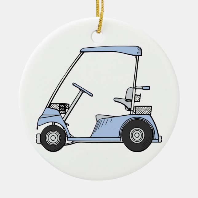 Blue Golf Cart Ceramic Tree Decoration (Front)