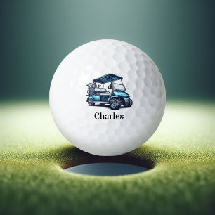 Blue Golf Cart Custom Name Template Golf Balls