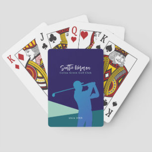 Blue Golf Player Man with Golf Club Playing Cards