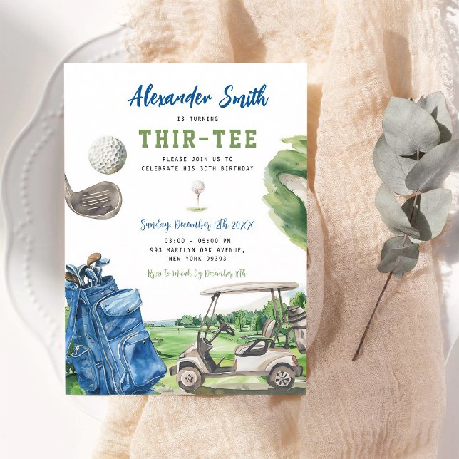 Blue Golf Thir-Tee 30th Birthday Invitation (Creator Uploaded)