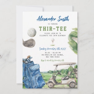 Blue Golf Thir-Tee 30th Birthday Invitation