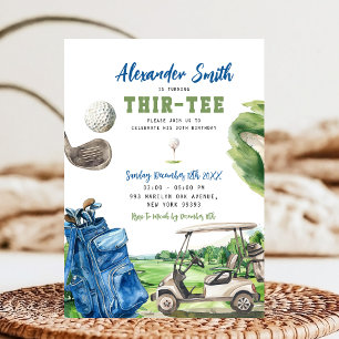 Blue Golf Thir-Tee Birthday Invitation