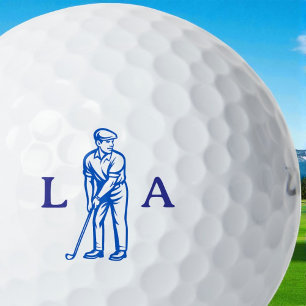 Blue Golfer Icon with Serif Initials  Golf Balls