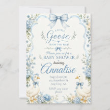 Blue Goose Baby Shower Invitation