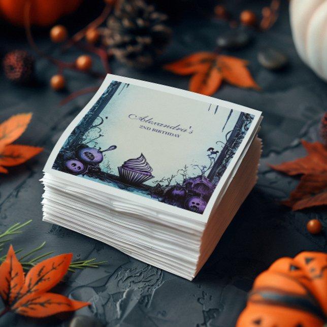Blue Gothic 2nd Birthday – Two Spooky Theme Napkin (Creator Uploaded)