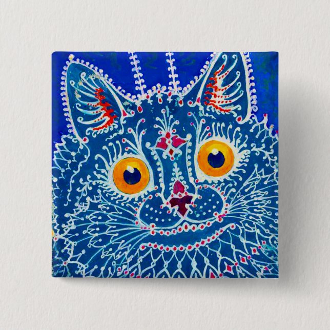 Blue Gothic Cat 15 Cm Square Badge (Front)
