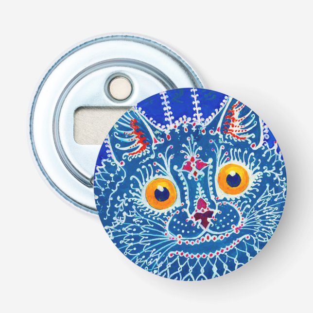 Blue Gothic Cat Bottle Opener (Front)