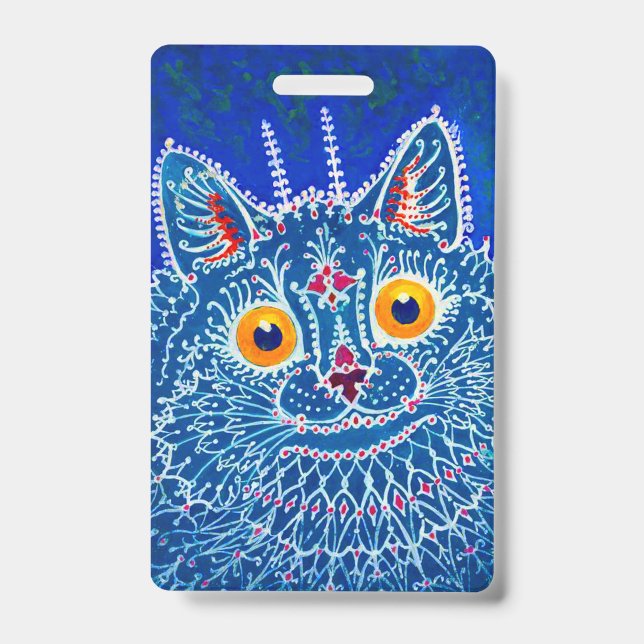 Blue Gothic Cat ID Badge (Front)