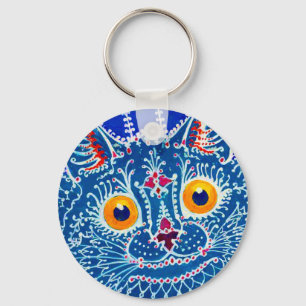 Blue Gothic Cat Key Ring