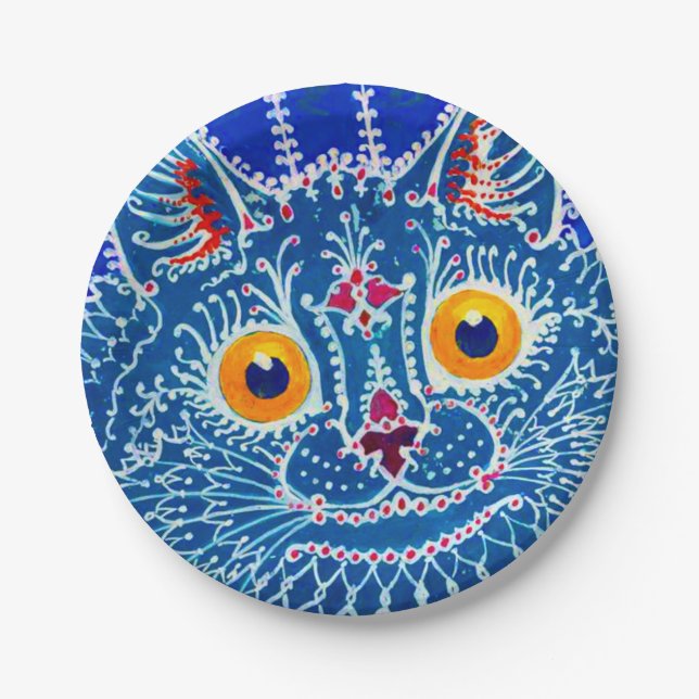 Blue Gothic Cat Paper Plate (Front)