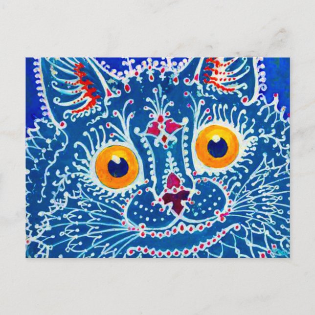 Blue Gothic Cat Postcard (Front)