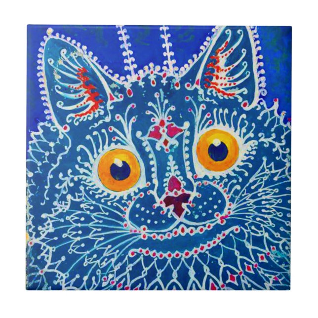 Blue Gothic Cat Tile (Front)