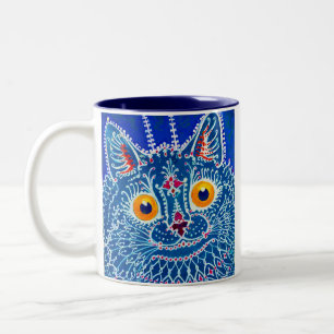 Blue Gothic Cat Two-Tone Coffee Mug