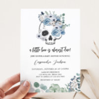 Blue Gothic Floral Skull Baby Shower