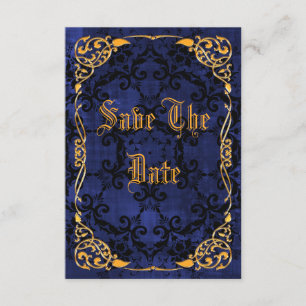 Blue Gothic & Gold Framed 18th Save The Date