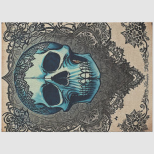 Blue Gothic skull ephemera  Tissue Paper