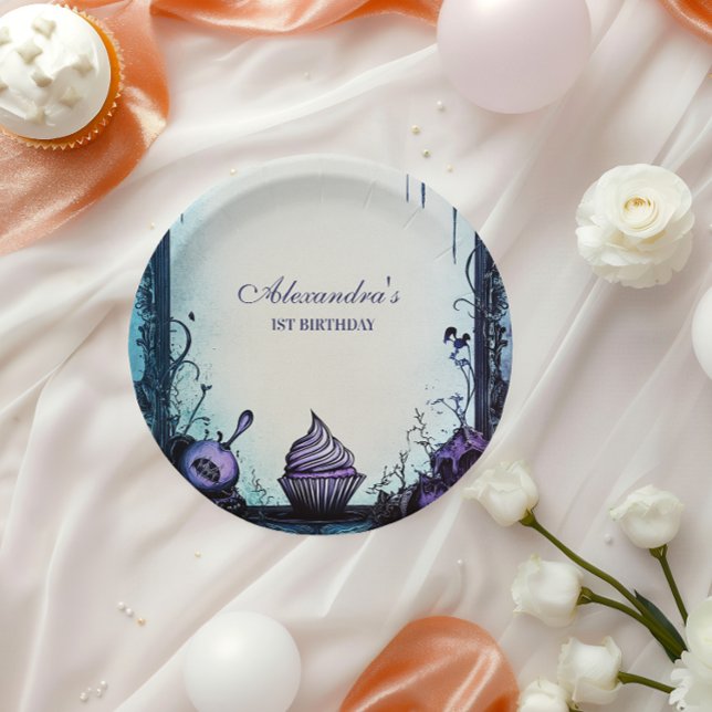 Blue Gothic Spooky ONE Birthday Paper Plate (Creator Uploaded)