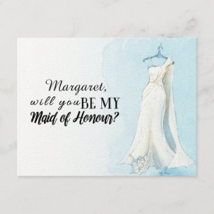 Blue Gown "Will you be my maid of honour" Invitation