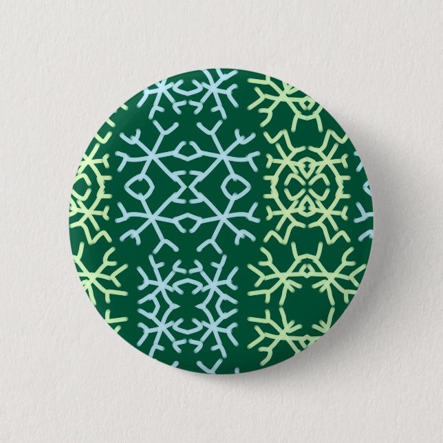 Blue gr snow flakes Christmas pattern snow pattern 6 Cm Round Badge (Front)