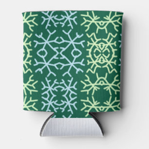 Blue gr snow flakes Christmas pattern snow pattern Can Cooler