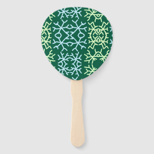 Blue gr snow flakes Christmas pattern snow pattern Hand Fan