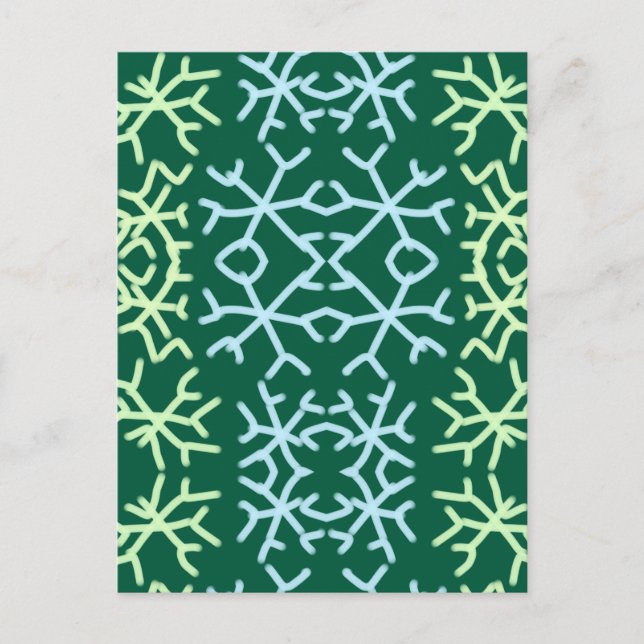 Blue gr snow flakes Christmas pattern snow pattern Postcard (Front)