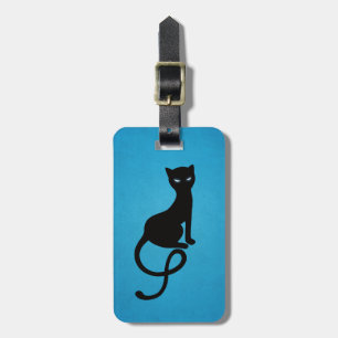 Blue Gracious Evil Black Cat Personalised Luggage Tag