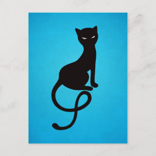 Blue Gracious Evil Black Cat Postcard