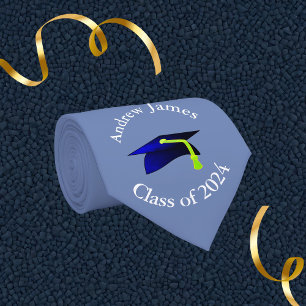 blue grad cap - class of 2024 -your name tie