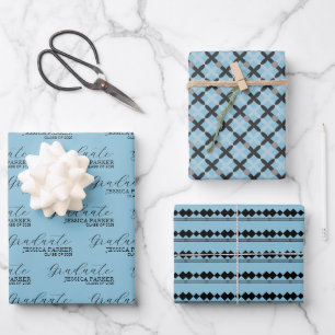 Blue Grad Typography Script Modern Wrapping Paper Sheet